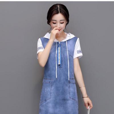 ĐẦM JEAN SUÔNG CÓ NÓN PHỐI TAY - NJ235